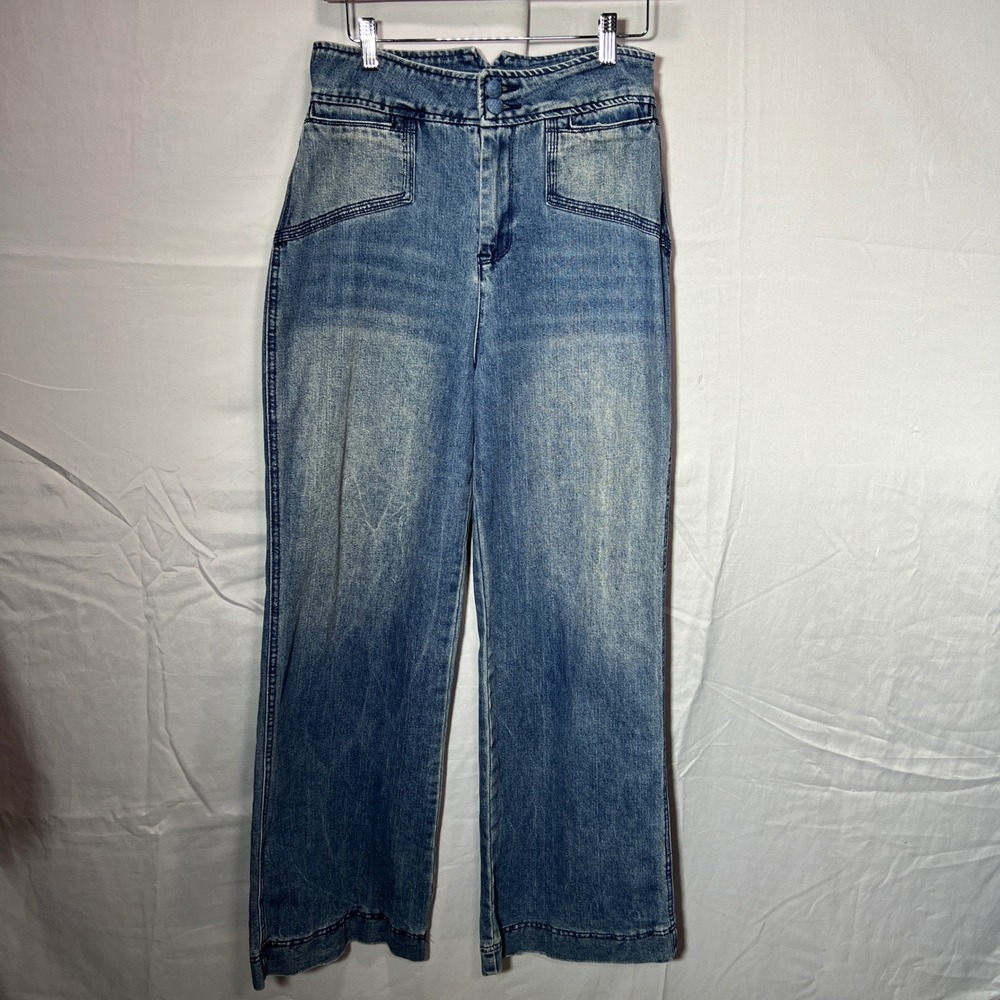 House of Harlow 1960 Wide Leg Jeans Women's 28 High Rise Blue Denim Vintage Look